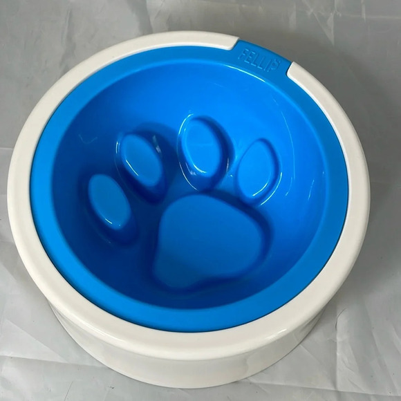 FELLIP Slow Feeder Dog Dish Blue White Large Breed 2 Pc Non Slip - Picture 8 of 8